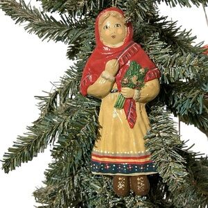 Charlie McGee Vintage Ceramic Christmas Collectible Ornament Peasant Woman 1982